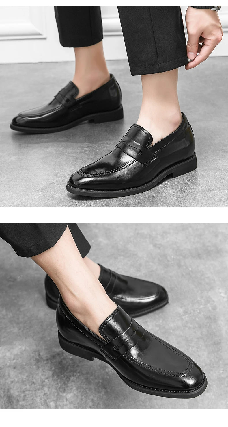 Heren Elevator Schoenen 6cm Hoogteverhoging | Slip-On Loafers Zwart | EU 37-44 | Bruiloft & Zakelijk