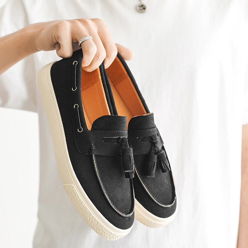 Heren Suède Loafers Handgemaakt | Mocassins Slip-On | Donkerblauw Khaki Bruin Zwart | EU 39-44