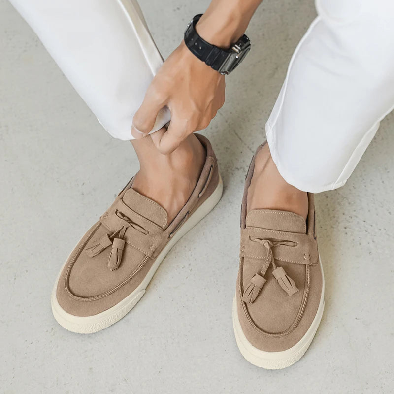 Heren Suède Loafers Handgemaakt | Mocassins Slip-On | Donkerblauw Khaki Bruin Zwart | EU 39-44