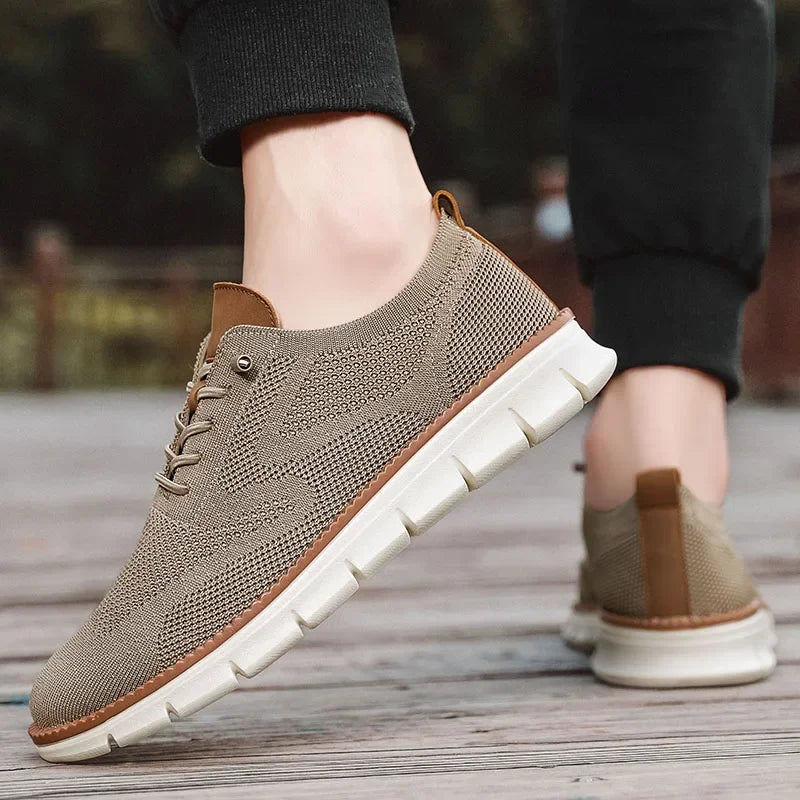 Heren Mesh Sneakers Lichtgewicht | Ademend Color Block | Beige Khaki Wit Zwart Blauw | EU 39-46