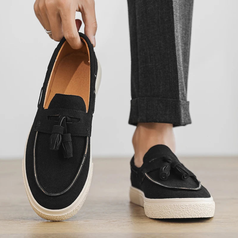 Heren Suède Loafers Handgemaakt | Mocassins Slip-On | Donkerblauw Khaki Bruin Zwart | EU 39-44