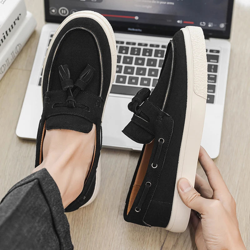 Heren Suède Loafers Handgemaakt | Mocassins Slip-On | Donkerblauw Khaki Bruin Zwart | EU 39-44