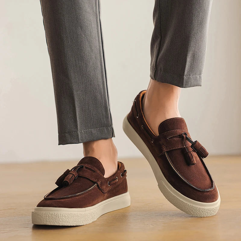 Heren Suède Loafers Handgemaakt | Mocassins Slip-On | Donkerblauw Khaki Bruin Zwart | EU 39-44