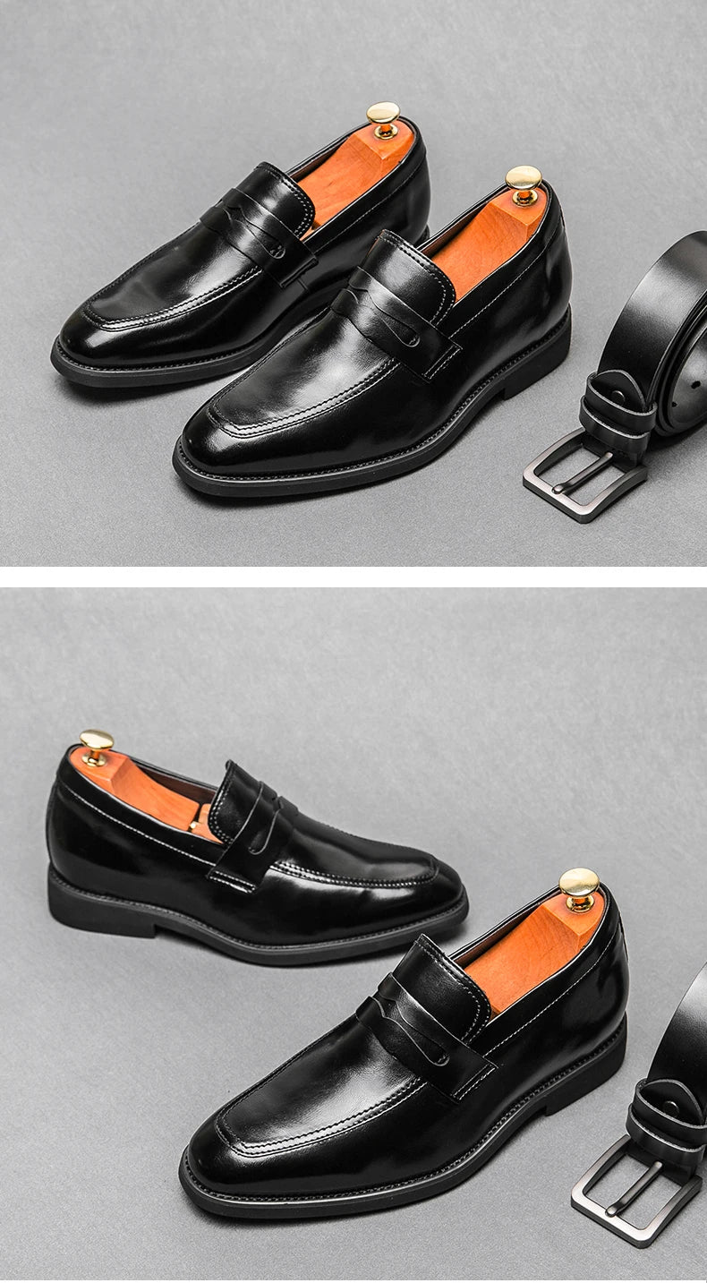 Heren Elevator Schoenen 6cm Hoogteverhoging | Slip-On Loafers Zwart | EU 37-44 | Bruiloft & Zakelijk