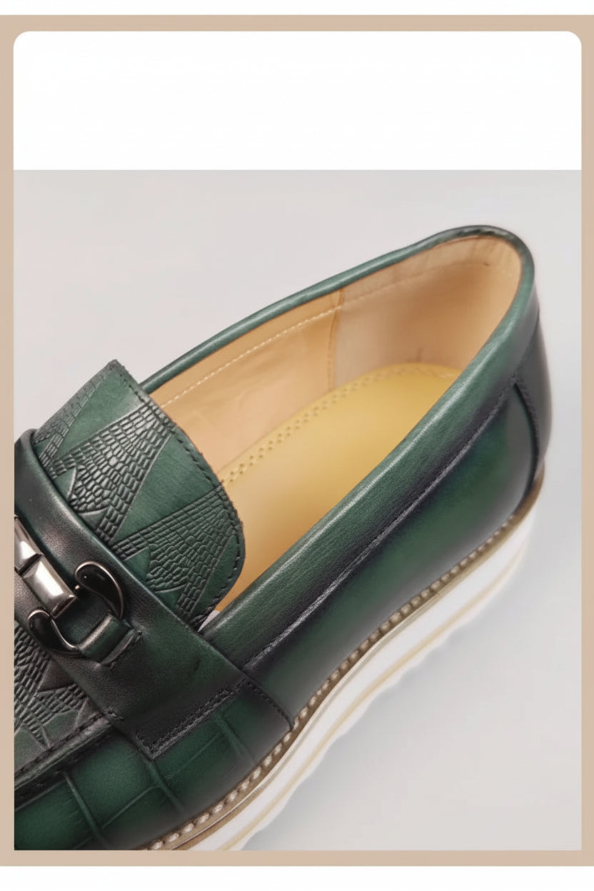 Heren Leren Loafers Handgemaakt | Luxe Instappers Koeienleer | Groen | Maten 38-46