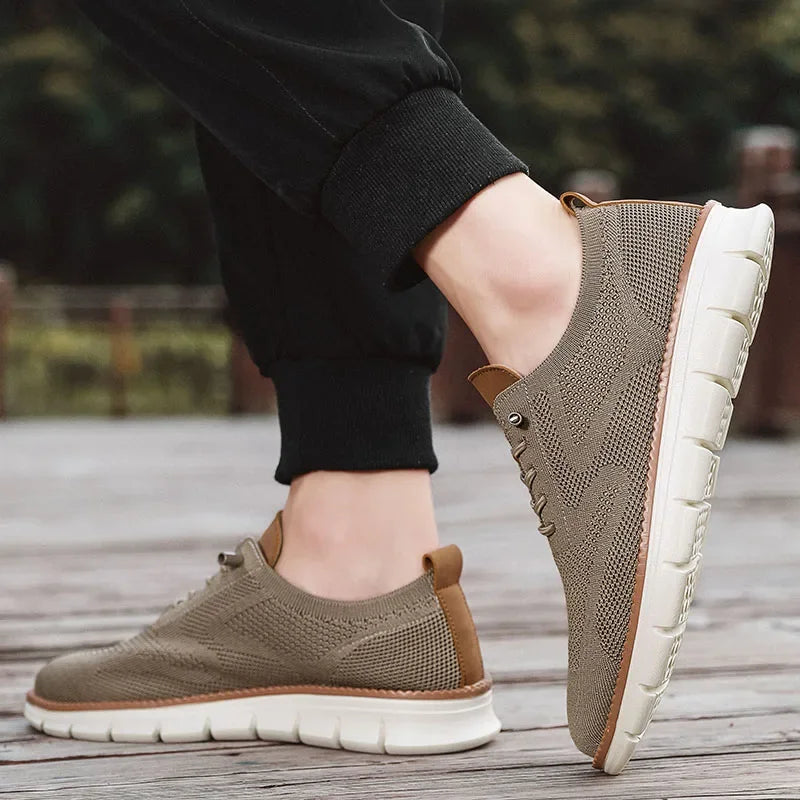 Heren Mesh Sneakers Lichtgewicht | Ademend Color Block | Beige Khaki Wit Zwart Blauw | EU 39-46