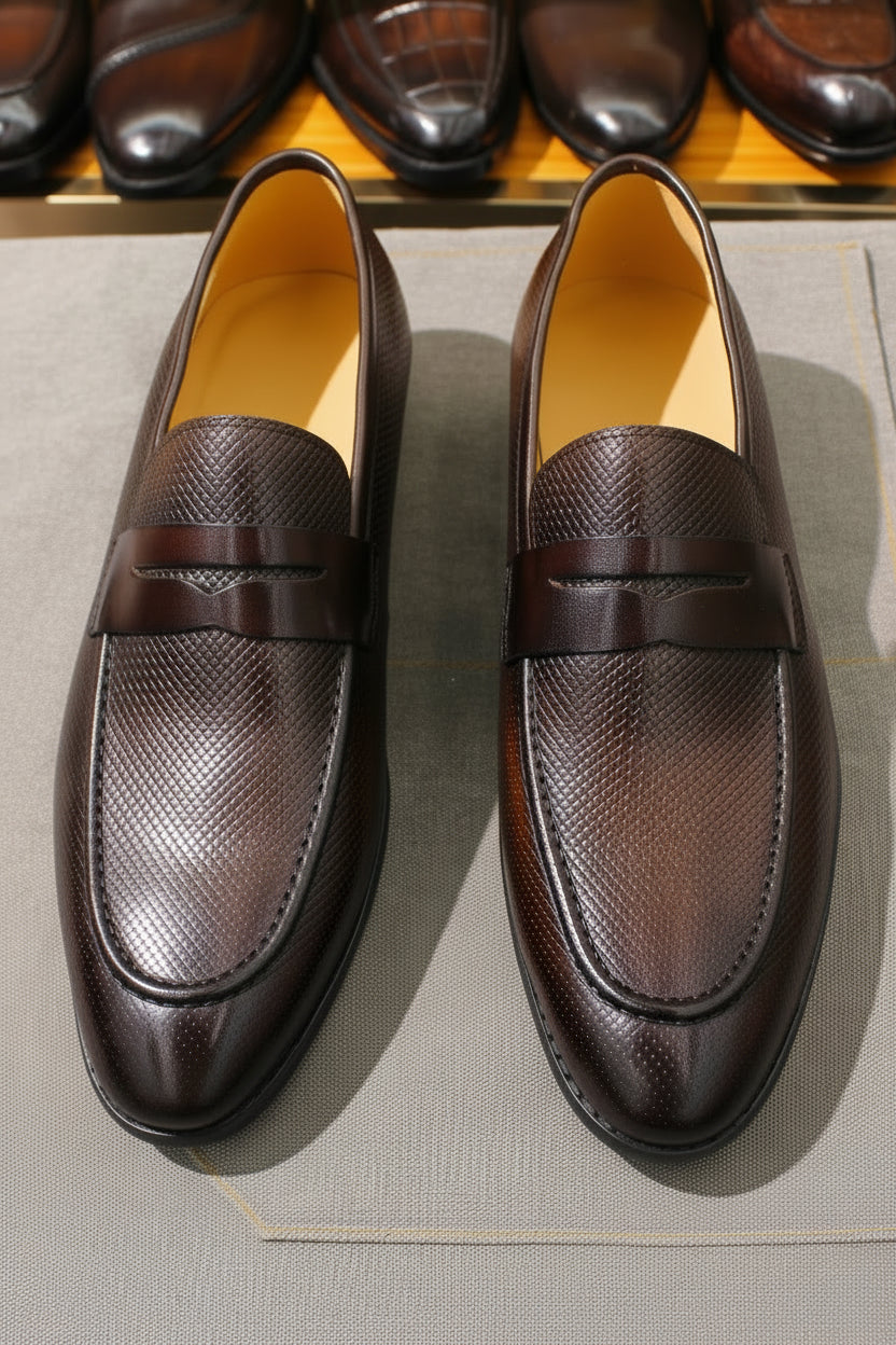 Heren Leren Loafers Slangenprint | Echt Koeienleer Slip-On | Zwart & Coffee | EU 39-46