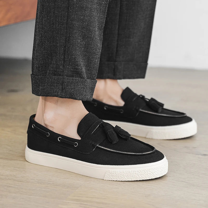 Heren Suède Loafers Handgemaakt | Mocassins Slip-On | Donkerblauw Khaki Bruin Zwart | EU 39-44